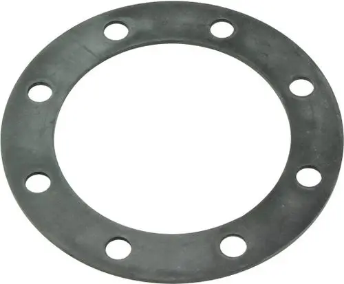 Runde Flanschdichtung mit mehreren Montagebohrungen, hergestellt von Bosch. Sie ist aus flexiblem Material gefertigt und dient zur Abdichtung in mechanischen Anwendungen.